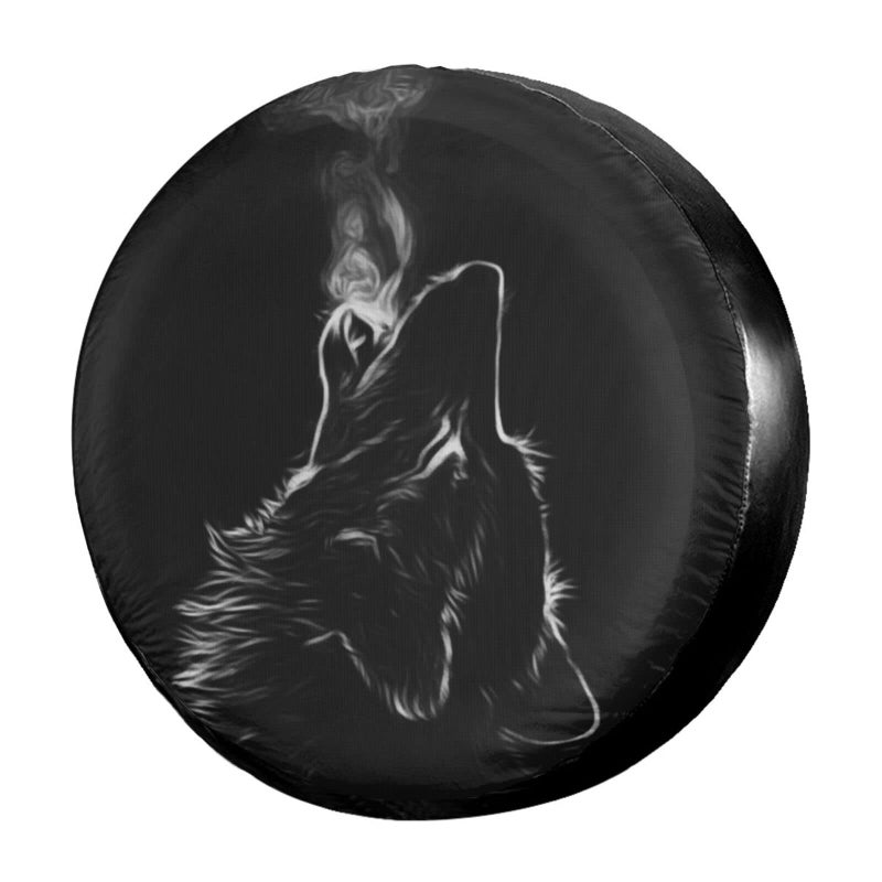Foruidea Black 3D Wolf Spare Tire Cover Dust-Proof Wheel Tire Cover Fit Trailer, RV, SUV and Many Vehicle 17 Inch - Image 1